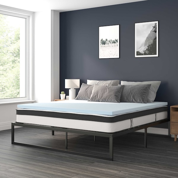 Flash Furniture 10" King Mattress, 14" Bed frame & 3" Topper Set XU-BD10-10PSM3M35-K-GG - main